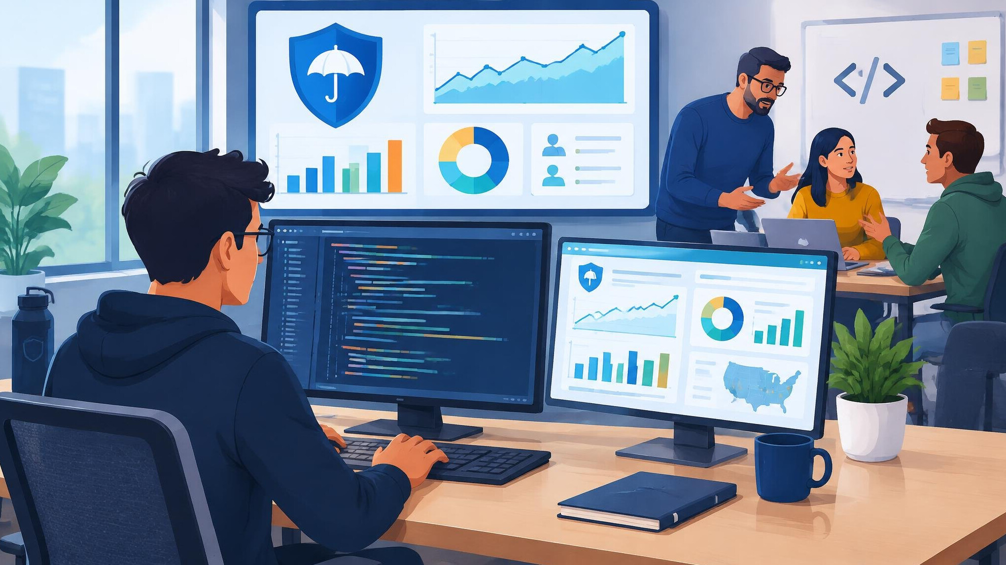 software developer at desk